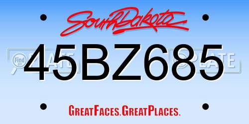 45BZ685 South Dakota License Plate