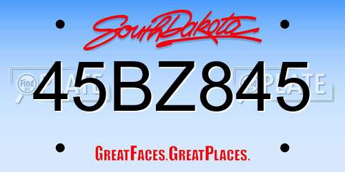 45BZ845 South Dakota License Plate