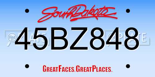 45BZ848 South Dakota License Plate