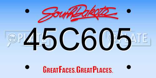 45C605 South Dakota License Plate