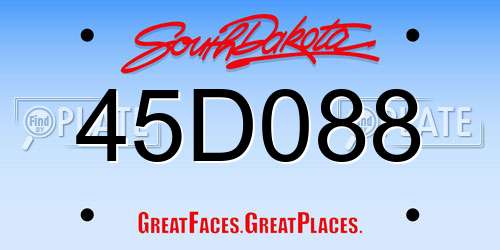 45D088 South Dakota License Plate