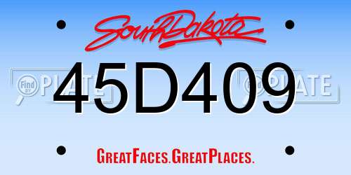 45D409 South Dakota License Plate