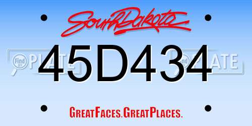 45D434 South Dakota License Plate