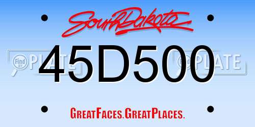 45D500 South Dakota License Plate