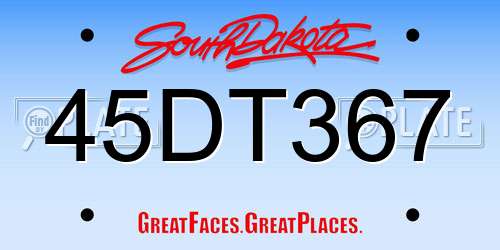 45DT367 South Dakota License Plate