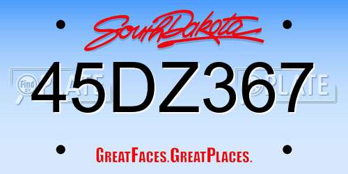 45DZ367 South Dakota License Plate