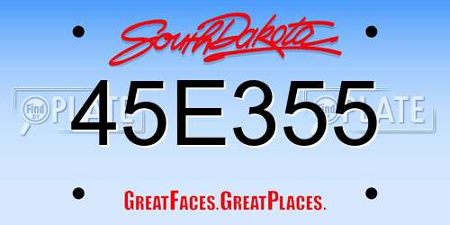 45E355 South Dakota License Plate