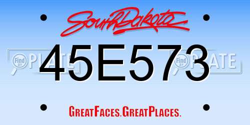 45E573 South Dakota License Plate