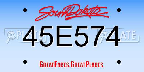 45E574 South Dakota License Plate