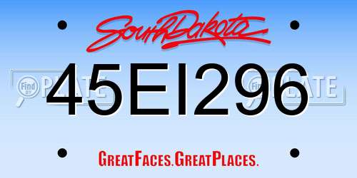 45EI296 South Dakota License Plate