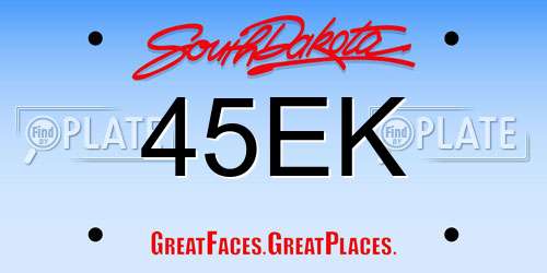45EK South Dakota License Plate