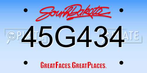 45G434 South Dakota License Plate