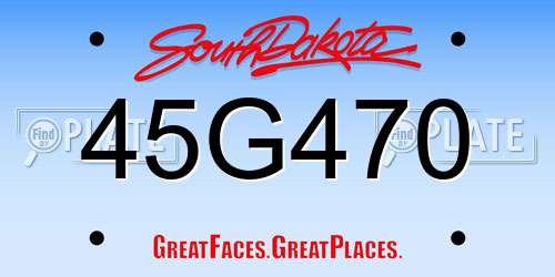 45G470 South Dakota License Plate