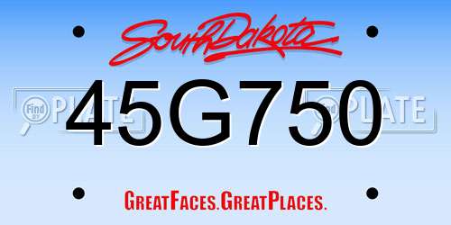 45G750 South Dakota License Plate