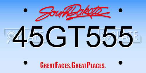 45GT555 South Dakota License Plate