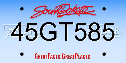 45GT585 South Dakota License Plate