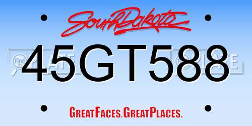45GT588 South Dakota License Plate