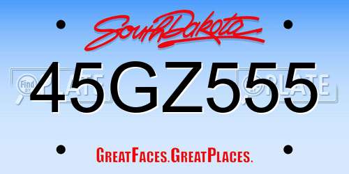 45GZ555 South Dakota License Plate