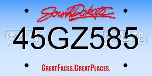 45GZ585 South Dakota License Plate