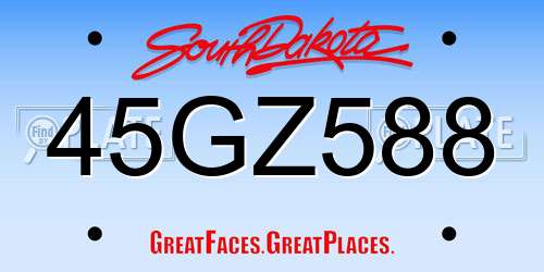 45GZ588 South Dakota License Plate