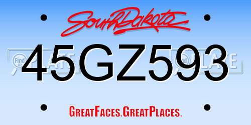 45GZ593 South Dakota License Plate