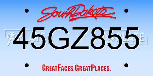 45GZ855 South Dakota License Plate