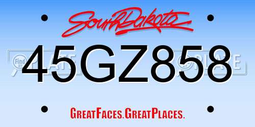 45GZ858 South Dakota License Plate