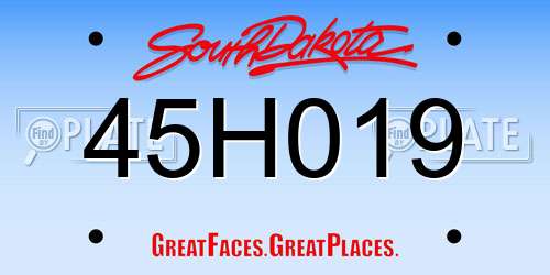 45H019 South Dakota License Plate