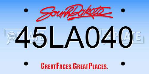 45LA040 South Dakota License Plate