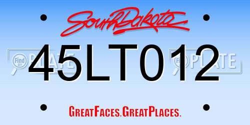 45LT012 South Dakota License Plate