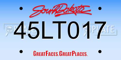 45LT017 South Dakota License Plate