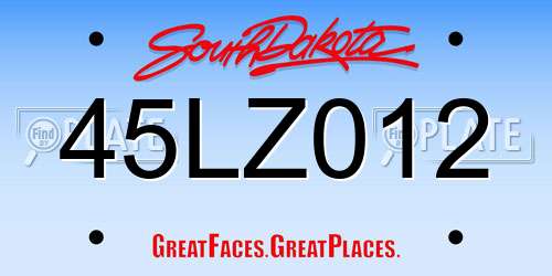 45LZ012 South Dakota License Plate