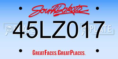 45LZ017 South Dakota License Plate