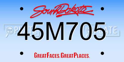 45M705 South Dakota License Plate