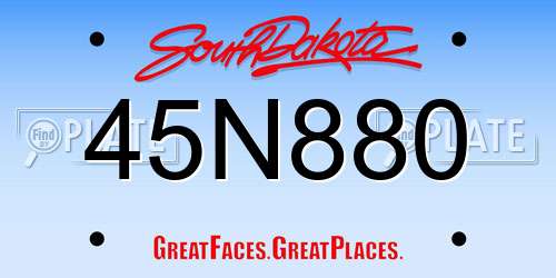 45N880 South Dakota License Plate