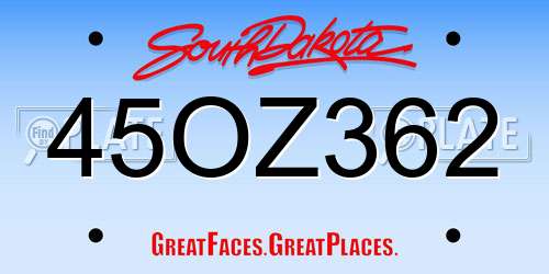 45OZ362 South Dakota License Plate