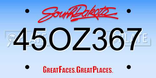 45OZ367 South Dakota License Plate