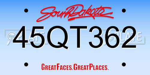 45QT362 South Dakota License Plate
