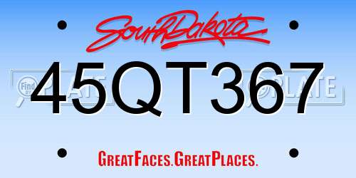 45QT367 South Dakota License Plate
