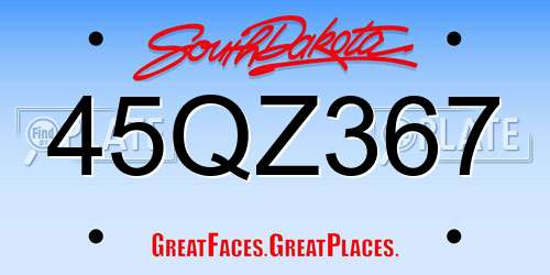 45QZ367 South Dakota License Plate