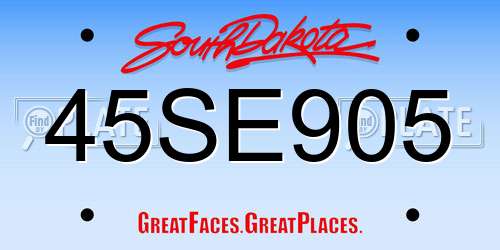 45SE905 South Dakota License Plate