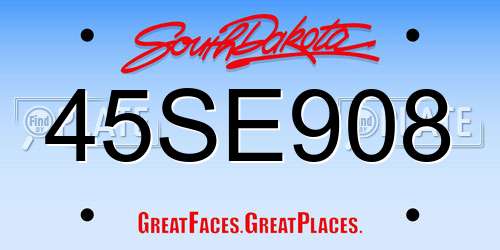 45SE908 South Dakota License Plate