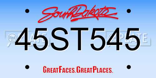 45ST545 South Dakota License Plate