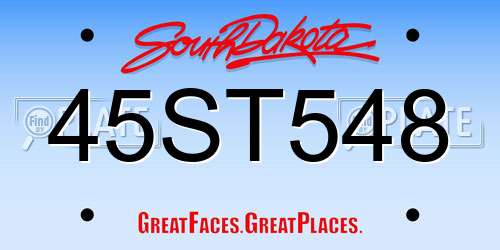 45ST548 South Dakota License Plate