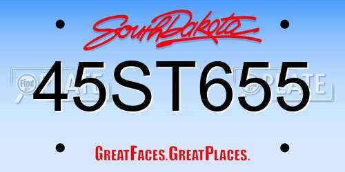 45ST655 South Dakota License Plate