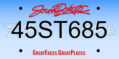 45ST685 South Dakota License Plate