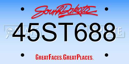 45ST688 South Dakota License Plate