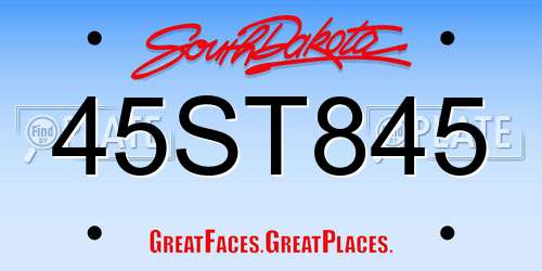 45ST845 South Dakota License Plate