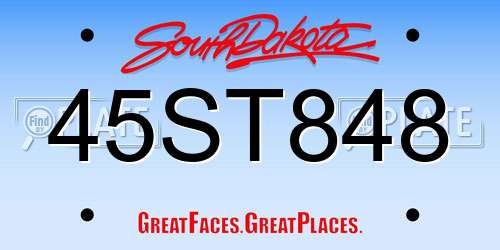 45ST848 South Dakota License Plate