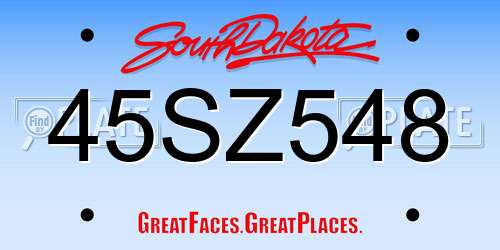 45SZ548 South Dakota License Plate
